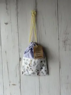うさぎ柄巾着袋 ラベンダー デコレクションズ生地使用