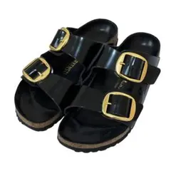 【美品】ビルケンシュトック アリゾナ ビックバックル エナメル 黒×金 39