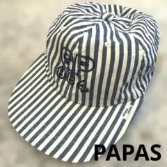 Papas パパス キャップ Mサイズ ストライプ ブルー 新品未使用タグ付き