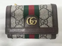 美品 グッチ GGスプリーム オフィディア シェリーライン 二折り財布