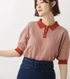 レトロ配色ジャカード ニットポロ