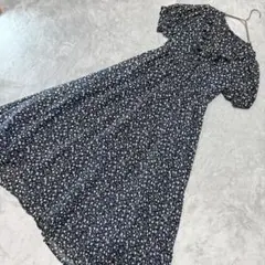 alicia PAGE BOY 半袖 ロングワンピース 花柄 ブラック ✨美品