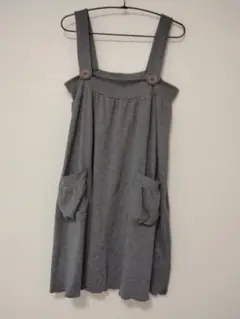 グレー ノースリーブ サロペット ワンピース M