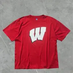 【NCAA公式】ウィスコンシン大学 WロゴTシャツ レッド XL
