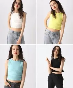 FOREVER21 ノースリーブ 2025SS リブアメスリタンク 全4色セット