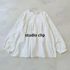スタジオクリップ　ダブルフロントクラフトパーツ刺繍ブラウス