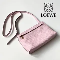 美品 LOEWE ロエベ ショルダー バッグ ロゴ ピンク