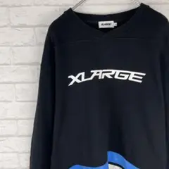 XLARGE エクストララージ スウェット ブラック ブルー センターロゴ