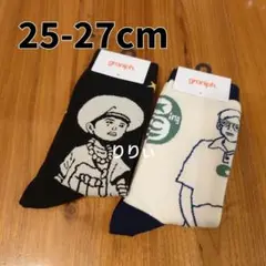 【25-27cm】グラニフ 松本大洋 靴下 夜の散歩 ペコとスマイル