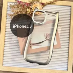 未使用 iPhone13ケース 猫耳 背面クリア シルバー