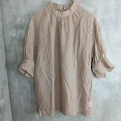 【ナノユニバース】ライトブラウンの半袖トップス　F　透け感