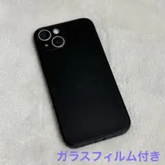 iPhone14 ケース 無地 ブラック ユニセックス メンズ 保護フィルム付き