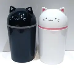 猫耳デザイン ごみ箱 黒と白の2個セット　卓上ゴミ箱　ネコ