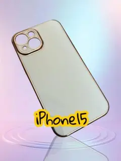 iPhone15 ソフトケース　ホワイト　おしゃれ　かわいい　ゴールド