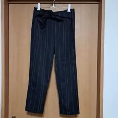 美品☆ストライプ リボン付きカジュアルパンツ