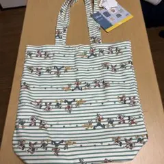 キャラクター付きストライプトートバッグ