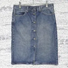 J.CREW デニムスカート フロントボタン ひざ丈 コットン 春夏秋 M〜L