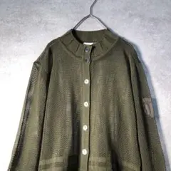 【ヴィンテージ】レトロ メッシュ ハイネックカーディガン 古着used AS34
