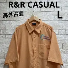 海外古着　R&R CASUAL メンズ　半袖シャツ　半袖ワークシャツ　サイズL