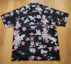 新品 ちきりや アロハシャツ うさぎ 花 半袖シャツ M 柄シャツ