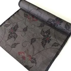 【新品・正絹】定価19万円 本場大島紬反物/黒大島 赤花織柄