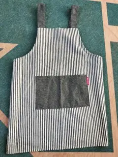 ★美品★キッズ子供用エプロン胸囲70〜78cm身長145〜155 前面ポケット有