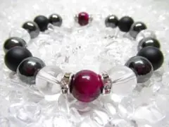 ★【ピンクタイガーアイ×水晶】天然石ブレスレット パワーストーン