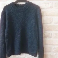 ★大人気★中古★シンプル 背ジップ ニット トップス★チャコールグレー★F