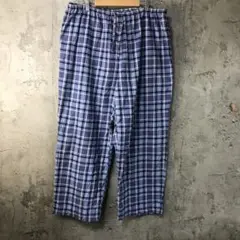 Y5440古着　エルエルビーン　チェックパンツ　パジャマパンツ　ブルー　水色　白