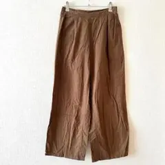 ☆【ハートマーケット】ワイドパンツ 綿麻混 前タック ウエスト後ゴム M
