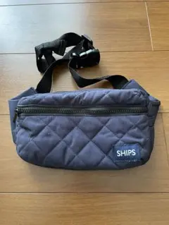 SHIPS ネイビー キルティング ウエストポーチ