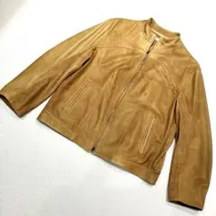 【極美品】 ブルネロクチネリ　レザー　カシミヤ　ノーカラージャケット　ブルゾン 極美品】 ブルネロクチネリ レザー カシミヤ ノーカラー