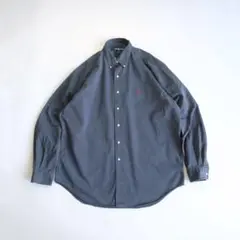 ラルフローレン　刺繍ロゴ　BLAKE 長袖BDシャツ　紺　Lゆるだぼ古着