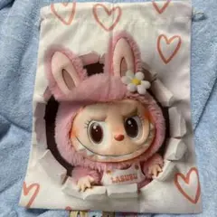 ラブブ キャラクター 巾着袋 ピンク