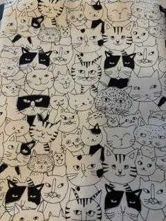 生地　猫柄　オックス　100×100
