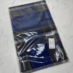 0415 神戸タータン① ストール　ウール100% ブルー　未使用※値下げ不可.