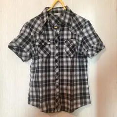 美品　チェック柄半袖シャツ　綿100%