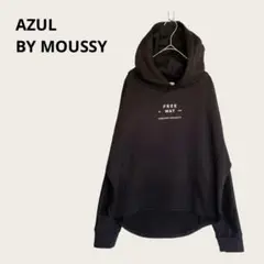 アズールバイマウジー パーカー ブラック カジュアル プリント 裏起毛 Mサイズ