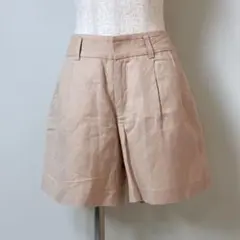 新品タグ付き　インディヴィ　ショートパンツ　麻混　ベージュ　ショーパン　M