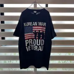 Korean War Proud Veteran プリントブラック Tシャツ L