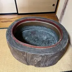 火鉢　囲炉裏　欅製 くり抜き火鉢　丸型 火入れ部51cm 【発送不可引取り限定】 木製火鉢 欅 くり抜き 丸型 アンティーク - メルカリ