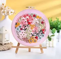 フランス刺繍 刺繍キット お花がいっぱい 簡単 初心者 プレゼント ピンク