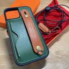 HANATORAレザー iPhone15ケース ストラップ付き