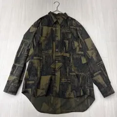古着 full mark 総柄 ポリシャツ L 長袖シャツ