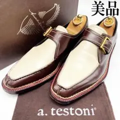 【美品】a.testoni アメデオテストーニ モンクストラップ 7.5G 革靴