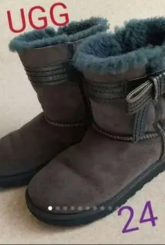 UGGレザーサイドリボン ムートン UGG レザー 24㎝
