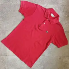 【CHEMISE LACOSTE】ラコステ 文字ワニ 鹿子ポロシャツ レッド