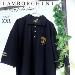 LAMBORGHINI ランボルギーニ ポロシャツ 刺繍 ブラック XXL