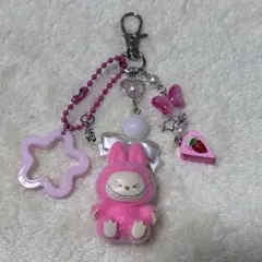 ④ ラブブ キーホルダー ストラップ マスコット バックチャーム ピンク