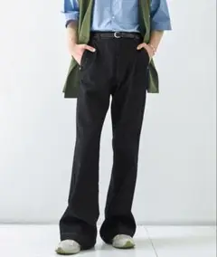 ハイウエストフレアシルエットフェードデニムパンツ　 L ブラック